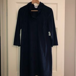 NWT Navy Velvet Ruffle Dress